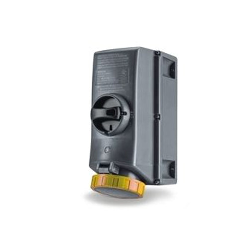 Techspan SCM330MI4W, Unfused Mechanical Interlock with Base, 30A 125V, 2-Pole 3-Wire Grounding, Clock Position 4H, Yellow