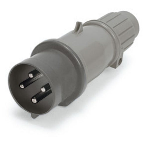 Techspan SCM320P5S, Pin and Sleeve Plug, 20A 277V, 2-Pole 3-Wire Grounding, Clock Position 5H, Splashproof (IP44), Grey