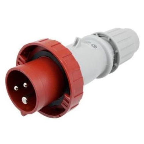 Techspan SCM320P7W, Pin and Sleeve Plug, 20A 480V, 2-Pole 3-Wire Grounding, Clock Position 7H, Watertight (IP67), Red