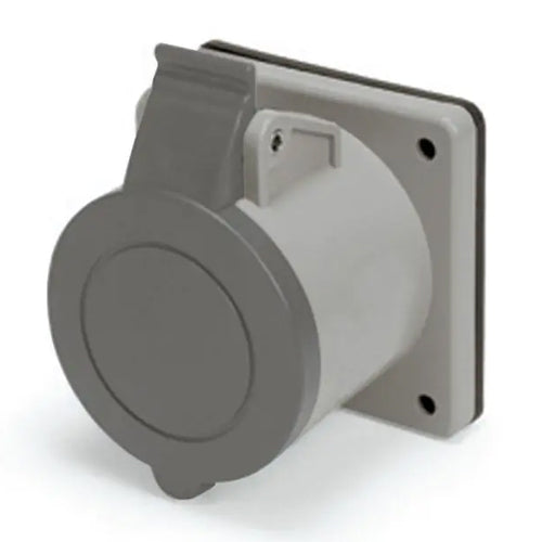 Techspan SCM320R5S, Pin and Sleeve Receptacle, 20A 277V, 2-Pole 3-Wire Grounding, Clock Position 5H, Splashproof (IP44), Grey
