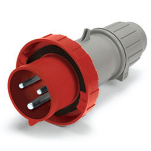 Techspan SCM330P7S, Pin and Sleeve Plug, 30A 480V, 2-Pole 3-Wire Grounding, Clock Position 7H, Splashproof (IP44), Red