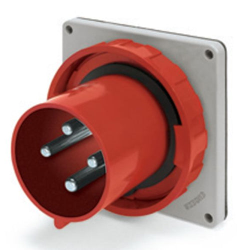 Techspan SCM4100B6W, Pin and Sleeve Inlet, 100A 380-415V, 3-Pole 4-Wire Grounding, Clock Position 6H, Watertight (IP67), Red