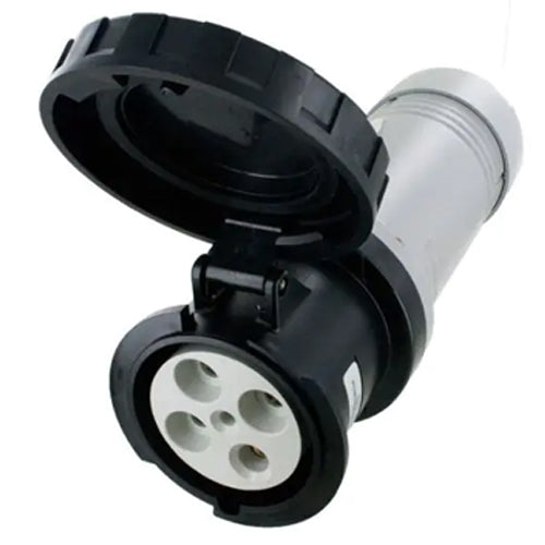 Techspan SCM4100C5W, Pin and Sleeve Connector, 100A 3Ø600V, 3-Pole 4-Wire Grounding, Clock Position 5H, Watertight (IP67), Black
