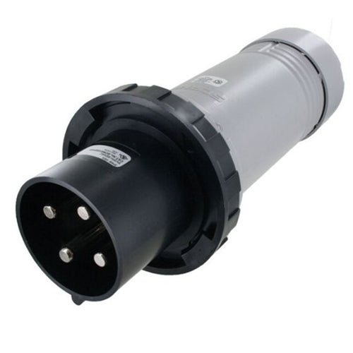 Techspan SCM4100P5W, Pin and Sleeve Plug, 100A 3Ø600V, 3-Pole 4-Wire Grounding, Clock Position 5H, Watertight (IP67), Black