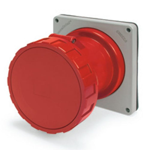 Techspan SCM460R6W, Pin and Sleeve Receptacle, 60A 380-415V, 3-Pole 4-Wire Grounding, Clock Position 6H, Watertight (IP67), Red