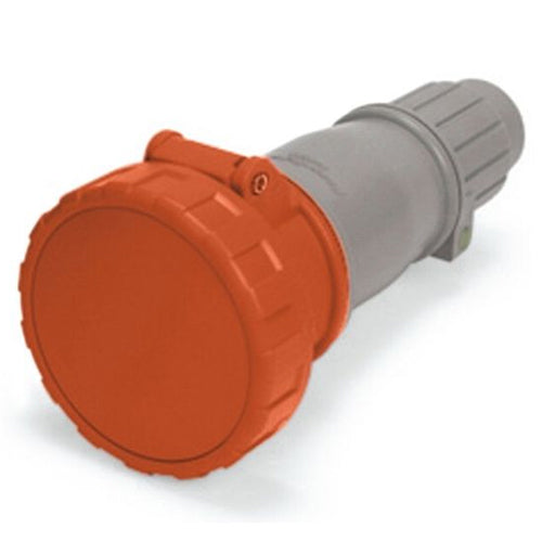 Techspan SCM420C12W, Pin and Sleeve Connector, 20A 125/250V, 3-Pole 4-Wire Grounding, Clock Position 12H, Watertight (IP67), Orange