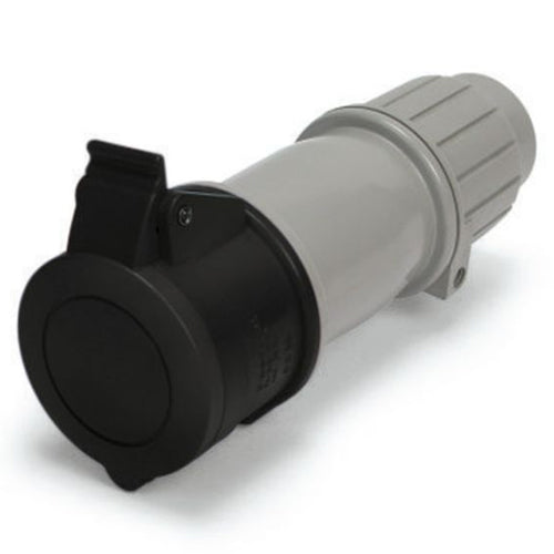 Techspan SCM420C5S, Pin and Sleeve Connector, 20A 3Ø600V, 3-Pole 4-Wire Grounding, Clock Position 5H, Splashproof (IP44), Black