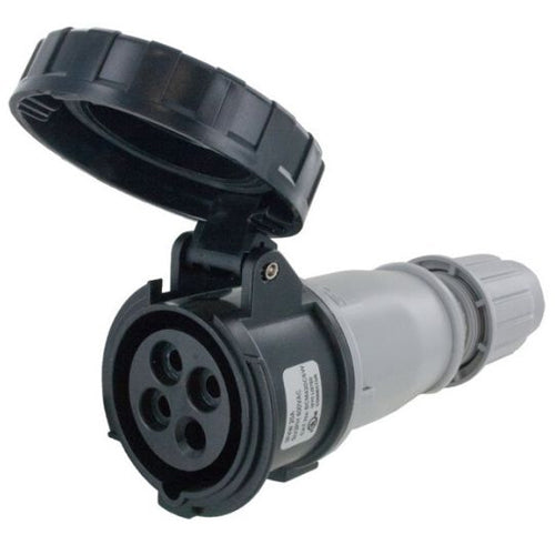 Techspan SCM420C5W, Pin and Sleeve Connector, 20A 3Ø600V, 3-Pole 4-Wire Grounding, Clock Position 5H, Watertight (IP67), Black