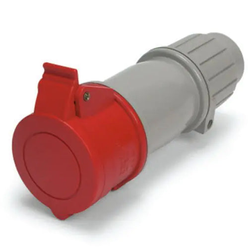 Techspan SCM420C6S, Pin and Sleeve Connector, 20A 380-415V, 3-Pole 4-Wire Grounding, Clock Position 6H, Splashproof (IP44), Red