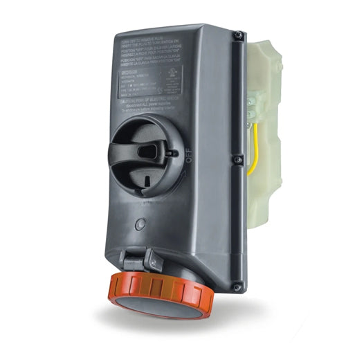 Techspan SCM420MI12W-NB, Unfused Mechanical Interlock without Base, 20A 125/250V, 3-Pole 4-Wire Grounding, Clock Position 12H, Orange