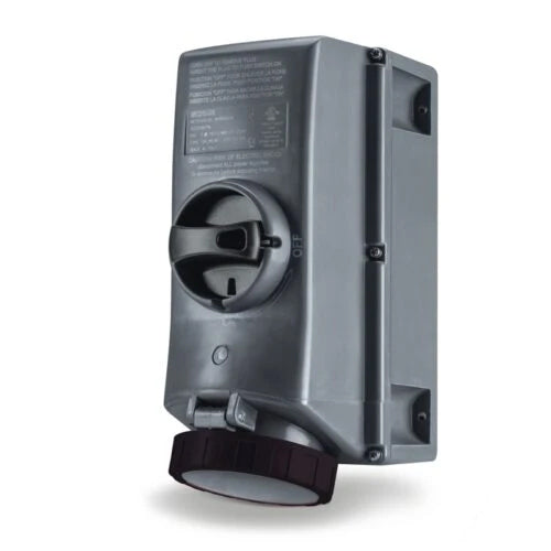 Techspan SCM420MI5W, Unfused Mechanical Interlock with Base, 20A 3Ø600V, 3-Pole 4-Wire Grounding, Clock Position 5H, Black