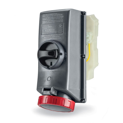 Techspan SCM420MI7W-NB, Unfused Mechanical Interlock without Base, 20A 3Ø480V, 3-Pole 4-Wire Grounding, Clock Position 7H, Red