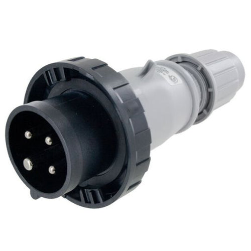 Techspan SCM420P5W, Pin and Sleeve Plug, 20A 3Ø600V, 3-Pole 4-Wire Grounding, Clock Position 5H, Watertight (IP67), Black