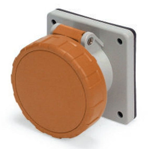 Techspan SCM420R12W, Pin and Sleeve Receptacle, 20A 125/250V, 3-Pole 4-Wire Grounding, Clock Position 12H, Watertight (IP67), Orange
