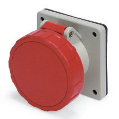 Techspan SCM430R6W, Pin and Sleeve Receptacle, 30A 380-415V, 3-Pole 4-Wire Grounding, Clock Position 6H, Waterproof (IP67), Red