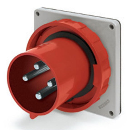 Techspan SCM430B6W, Pin and Sleeve Inlet, 30A 380-415V, 3-Pole 4-Wire Grounding, Clock Position 6H, Watertight (IP67), Red