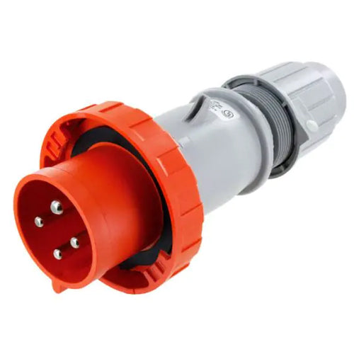 Techspan SCM430P12W, Pin and Sleeve Plug, 30A 125/250V, 3-Pole 4-Wire Grounding, Clock Position 12H, Watertight (IP67), Orange