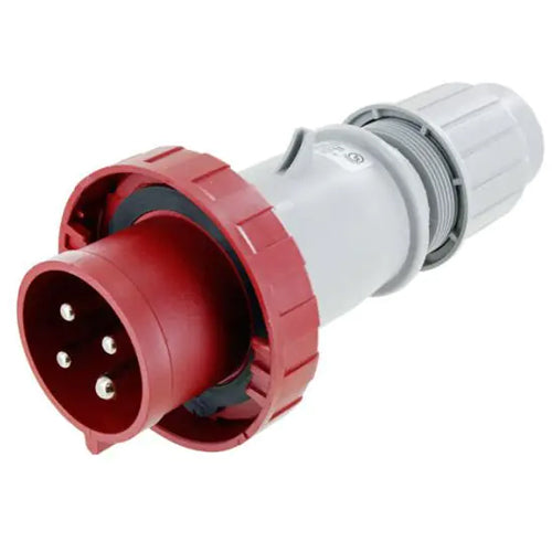 Techspan SCM430P6W, Pin and Sleeve Plug, 30A 380-415V, 3-Pole 4-Wire Grounding, Clock Position 6H, Waterproof (IP67), Red