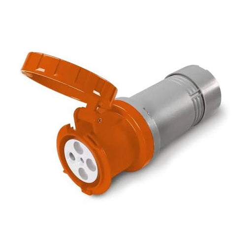 Techspan SCM460C12W, Pin and Sleeve Connector, 60A 125/250V, 3-Pole 4-Wire Grounding, Clock Position 12H, Watertight (IP67), Orange