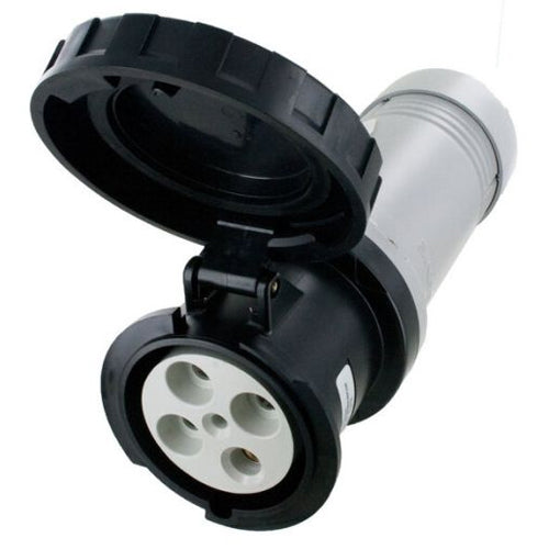 Techspan SCM460C5W, Pin and Sleeve Connector, 60A 3Ø600V, 3-Pole 4-Wire Grounding, Clock Position 5H, Watertight (IP67), Black