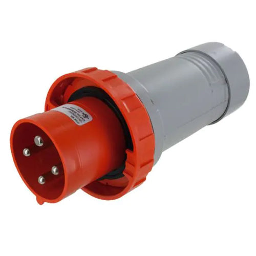 Techspan SCM460P12W, Pin and Sleeve Plug, 60A 125/250V, 3-Pole 4-Wire Grounding, Clock Position 12H, Watertight (IP67), Orange