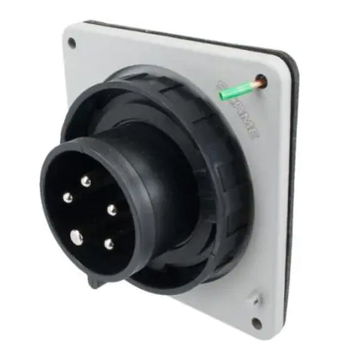 Techspan SCM5100B5W, Pin and Sleeve Inlet, 100A 3ØY347/600V, 4-Pole 5-Wire Grounding, Clock Position 5H, Watertight (IP67), Black