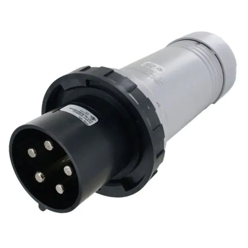 Techspan SCM5100P5W, Pin and Sleeve Plug, 100A 3ØY347/600V, 4-Pole 5-Wire Grounding, Clock Position 5H, Watertight (IP67), Black