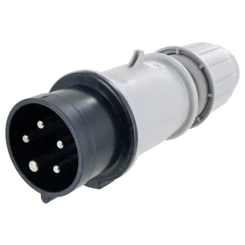 Techspan SCM530P5S, Pin and Sleeve Plug, 30A 3ØY347/600V, 4-Pole 5-Wire Grounding, Clock Position 5H, Splashproof (IP44), Black