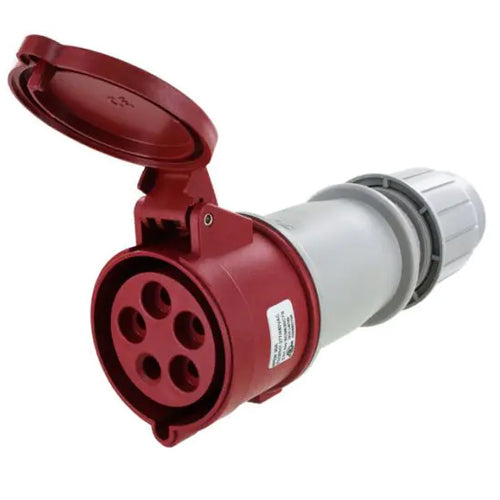 Techspan SCM530C7S, Pin and Sleeve Connector, 30A 3ØY277/480V, 4-Pole 5-Wire Grounding, Clock Position 7H, Splashproof (IP44), Red