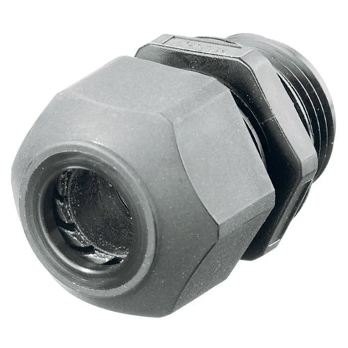 Hubbell SEC100GA, Cord Connector, European Style, 0.59"-1.00", 1" NPT Hub, Nylon, Gray