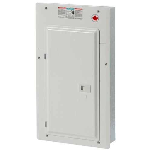 Siemens SEQ16100SMD, SEQ Series Main Breaker Load Center with Door, 16 Circuits, 100A, 1 Phase 3-Wire, 120/240V, Type 1, Side Mounted, Aluminium, Grey