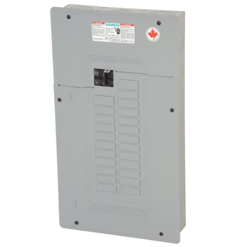 Siemens SEQ24125SM, SEQ Series Main Breaker Load Center, 24 Circuits, 125A, 1 Phase 3-Wire, 120/240V, Type 1, Side Mounted, Aluminium, Grey