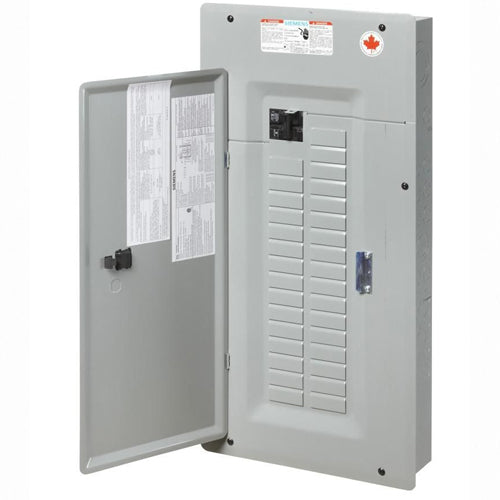 Siemens SEQ32125SMD, SEQ Series Main Breaker Load Center with Door, 32 Circuits, 125A, 1 Phase 3-Wire, 120/240V, Type 1, Side Mounted, Aluminium, Grey