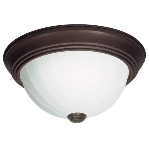Satco SF76-248, 3 Light, 15" Flush with Frosted Melon Glass, 60W, 120V, A19 Lamp Type, Medium Base, Old Bronze Finish