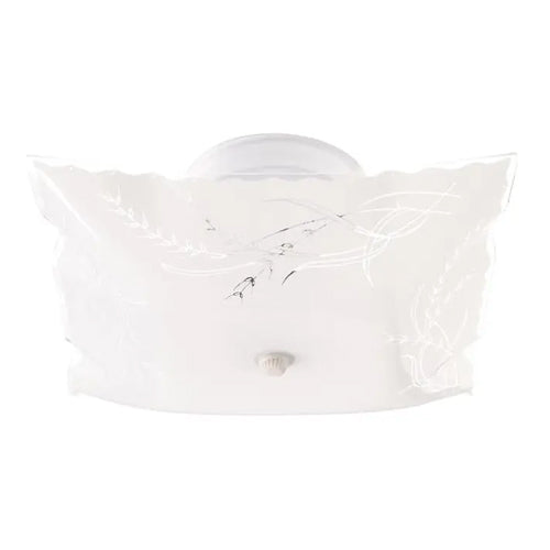 Satco SF76-270, 2 Light, 12" Flush with Square Wheat & Ruffled Edge Glass, 60W, 120V, A19 Lamp Type, Medium Base, White Finish