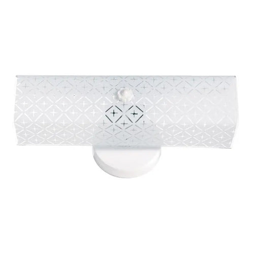 Satco SF76-276, 2 Light, 14" Vanity with Diamond "U" Channel Glass, 60W, 120V, A19 Lamp Type, Medium E26 Base, White Finish