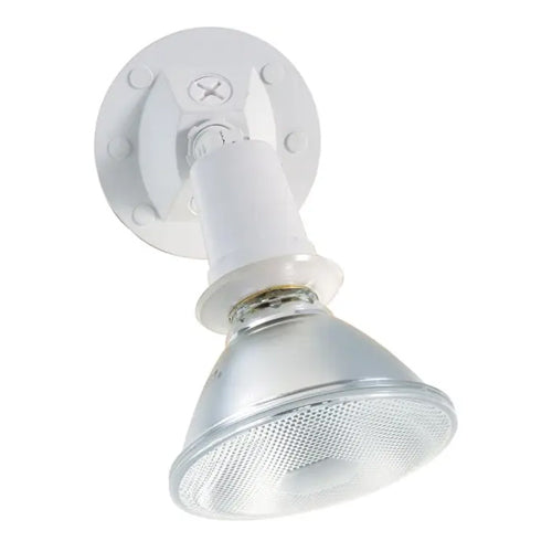 Satco SF76-520, 1 Light, 5" Flood Light, Exterior, PAR38 with Adjustable Swivel, 150W, Halogen, Medium Base, White Finish