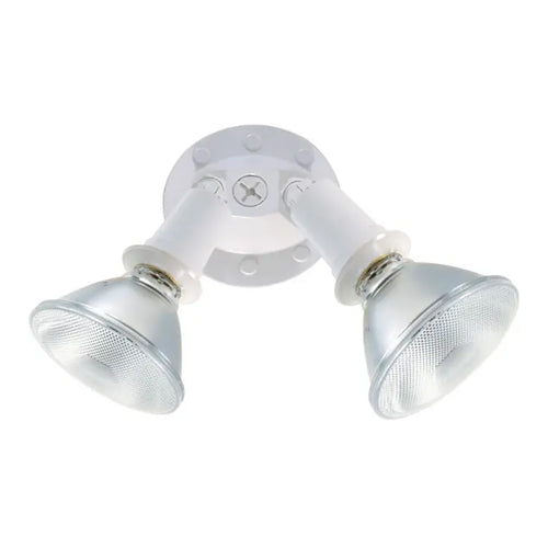 Satco SF76-522, 2 Light, 10" Flood Light, Exterior, PAR38 with Adjustable Swivel, 150W, Halogen, Medium Base, White Finish