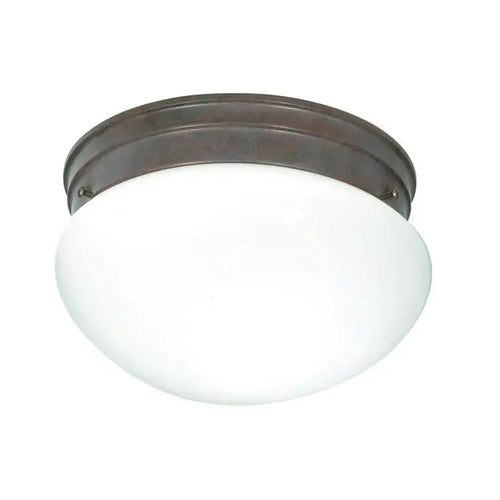 Satco SF76-602, 2 Light, 10" Flush Mount Medium White Mushroom, 60W, 120V, Medium Base, Old Bronze Finish