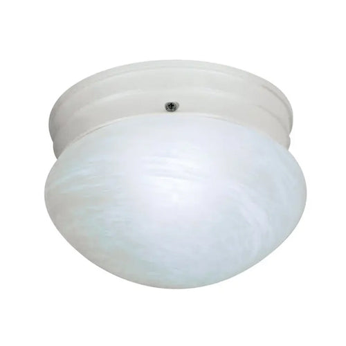 Satco SF76-612, 1 Light, 8" Flush Mount Fixture, Small Alabaster Mushroom, 60W, 120V, Medium Base, Textured White Finish