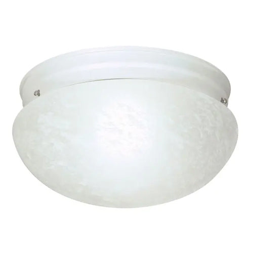 Satco SF76-614, 2 Light, 12" Flush Mount Fixture, Large Alabaster Mushroom, 60W, 120V, Medium Base, Textured White Finish