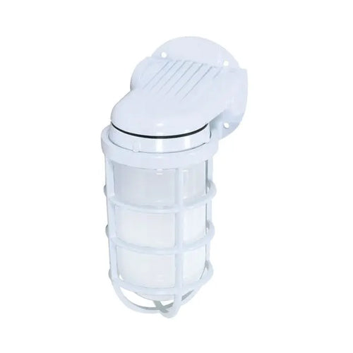 Satco SF76-615, 1 Light, 10'' Small Vapor Proof Wall Mount with Frosted Glass, 150W, Medium Base, White Finish