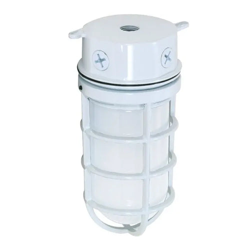 Satco SF76-616, 1 Light, 10'' Small Vapor Proof Surface Mount with Frosted Glass, 100W, Medium Base, White Finish