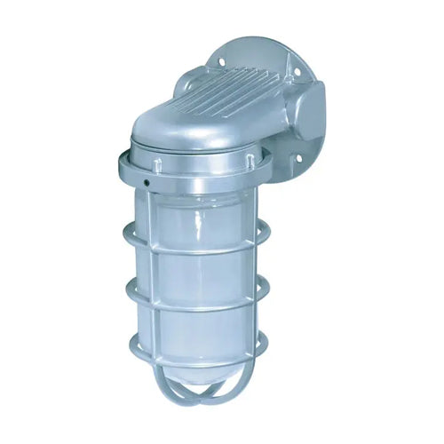 Satco SF76-620, 1 Light, 10'' Small Vapor Proof Wall Mount with Frosted Glass, 150W, Medium Base, Metallic Silver Finish