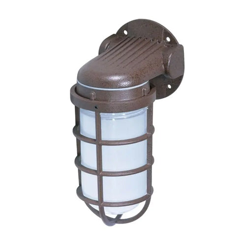 Satco SF76-621, 1 Light, 10'' Small Vapor Proof Wall Mount with Frosted Glass, 150W, Medium Base, Old Bronze Finish