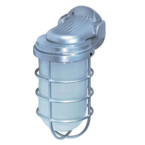 Satco SF76-622, 1 Light, 11'' Large Vapor Proof Wall Mount with Frosted Glass, 300W, Medium Base, Metallic Silver Finish