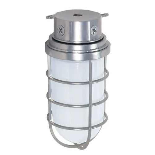 Satco SF76-626, 1 Light, 11'' Large Vapor Proof Surface Mount with Frosted Glass, 200W, Medium Base, Metallic Silver Finish