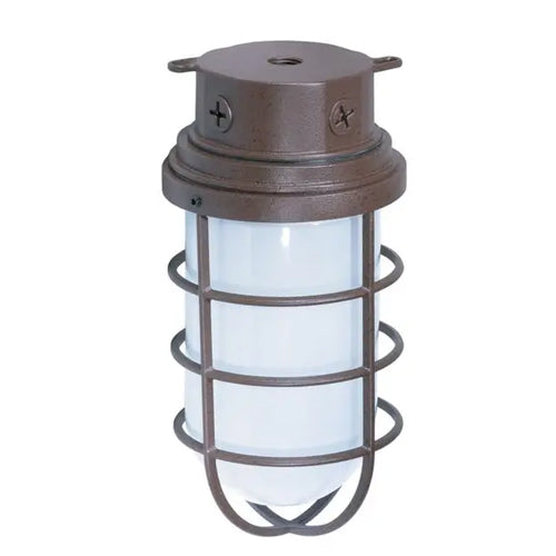 Satco SF76-627, 1 Light, 11'' Large Vapor Proof Surface Mount with Frosted Glass, 200W, Medium Base, Old Bronze Finish