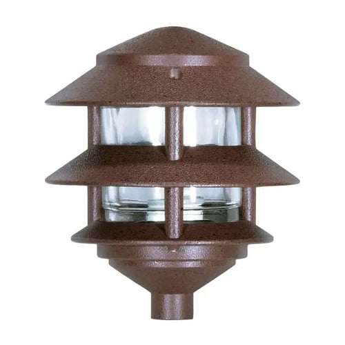 Satco SF76-632, 1 Light, Pagoda Garden Fixture, Small Hood, 2 Louver, 75W, 120V, Medium Base, Old Bronze Finish