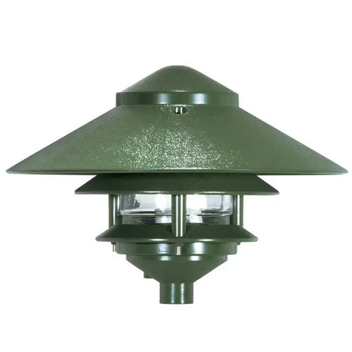 Satco SF76-634, 1 Light, 10" Pagoda Garden Fixture, Large Hood, 2 Louver, 75W, 120V, Medium Base, Green Finish